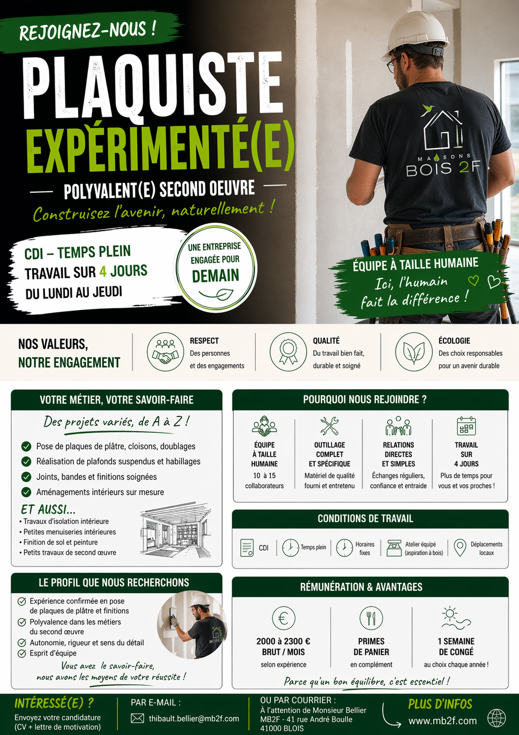 Recrute Plaquiste expérimenté